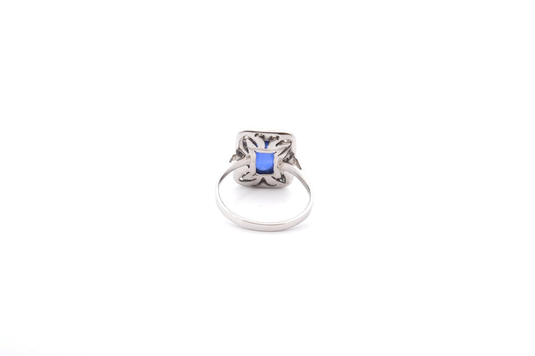 Bague 53 Bague vintage saphir cabochon et diamants 58 Facettes 25111
