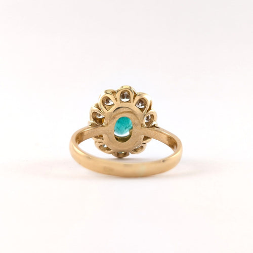 Bague 50 Bague marguerite en or jaune avec émeraude et diamants 58 Facettes 37626