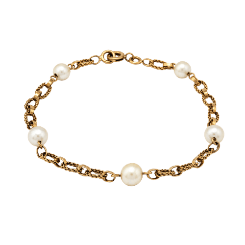 Bracelet Bracelet chaîne en or jaune et perles de culture 58 Facettes 36974