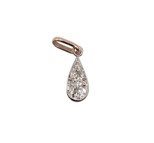 Pendentif antique en or blanc, platine et diamants 58 Facettes A07596
