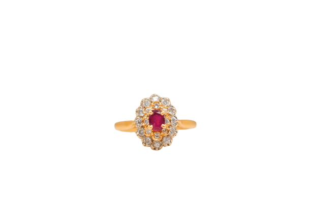 Bague 53 Bague Pompadour en or jaune, rubis et diamants 58 Facettes 4214