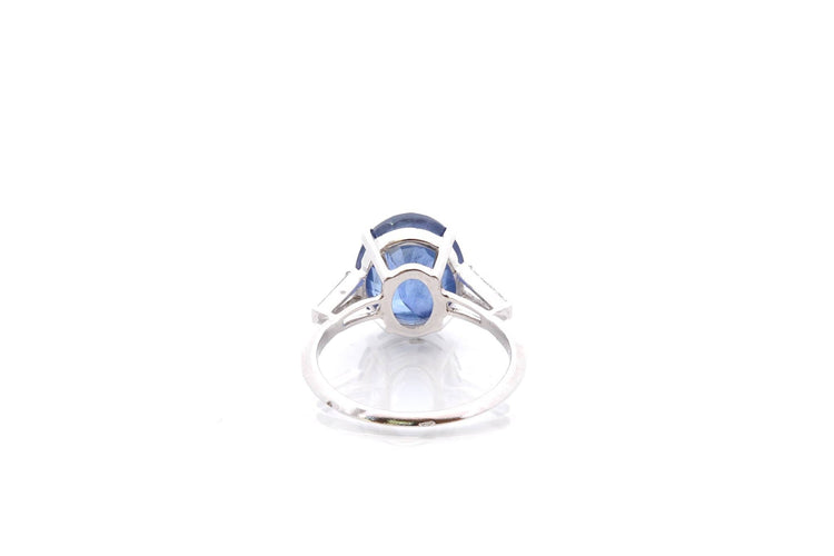 Bague 54 Bague saphir de Ceylan 7 ct et diamants en or blanc 18k 58 Facettes 26639-26793