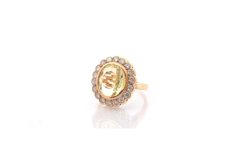 Bague 53 Bague en or jaune 18k avec orthose et diamants 58 Facettes 27033