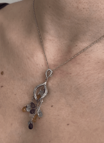 Collier Collier - Pendentif en or blanc 18 kt avec diamants et pierres précieuses 58 Facettes 25768