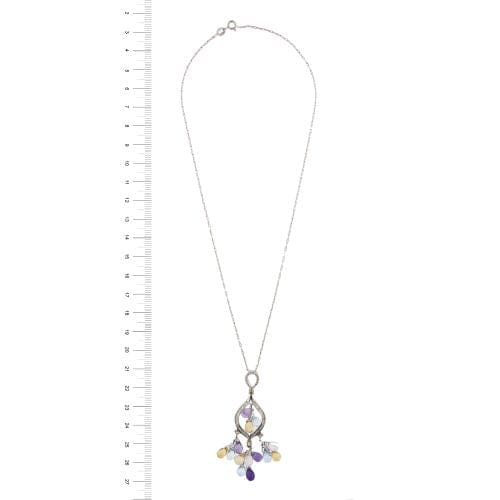 Collier Collier - Pendentif en or blanc 18 kt avec diamants et pierres précieuses 58 Facettes 25768