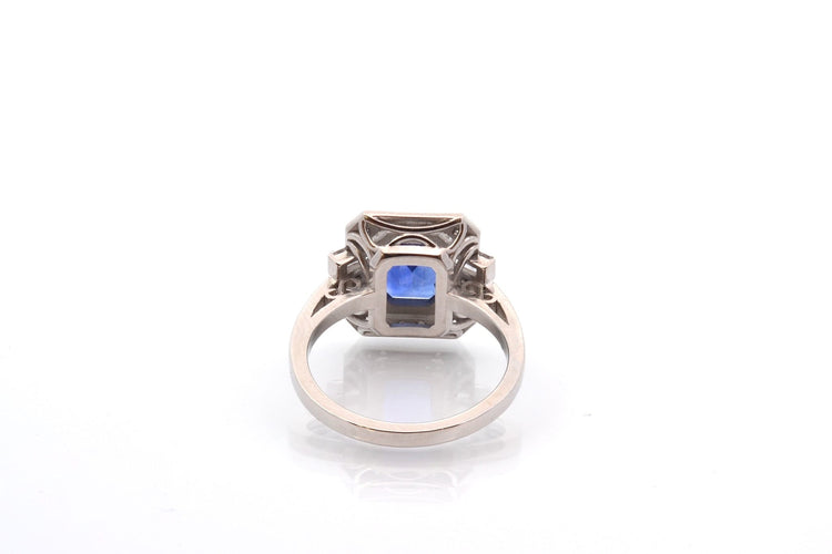 Bague 53 Bague vintage en platine avec saphir de Ceylan et diamants 58 Facettes 26693-27261