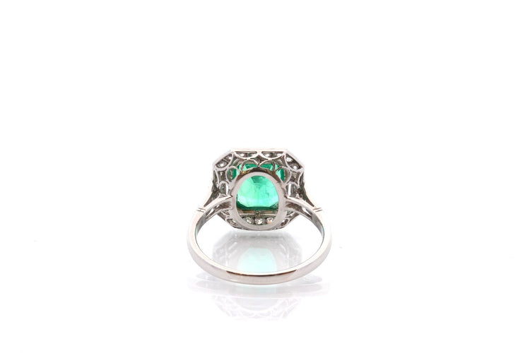 Bague 53 Bague Art déco en platine, émeraude 1,93 ct et diamants 58 Facettes 27455-27179