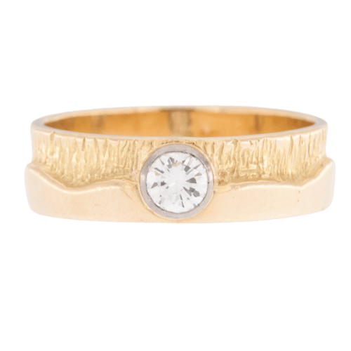 59 Bague solitaire vintage en or jaune 18 carats et diamant 58 Facettes A1516