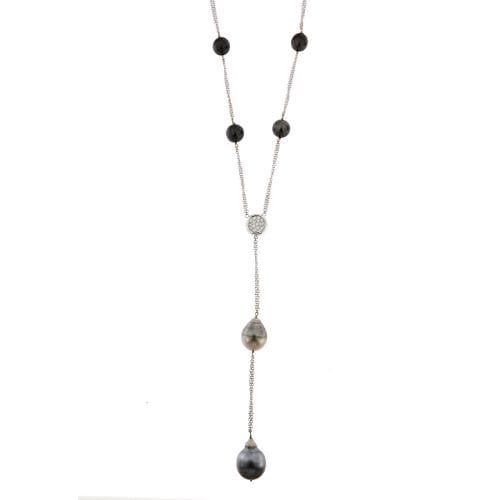 Collier Collier - Double rang en or blanc 18 kt avec perles de Tahiti et diamants 58 Facettes 24122