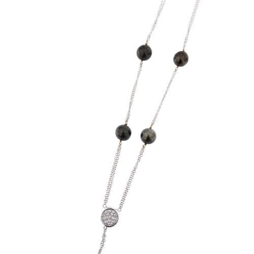 Collier Collier - Double rang en or blanc 18 kt avec perles de Tahiti et diamants 58 Facettes 24122