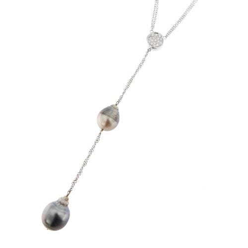 Collier Collier - Double rang en or blanc 18 kt avec perles de Tahiti et diamants 58 Facettes 24122