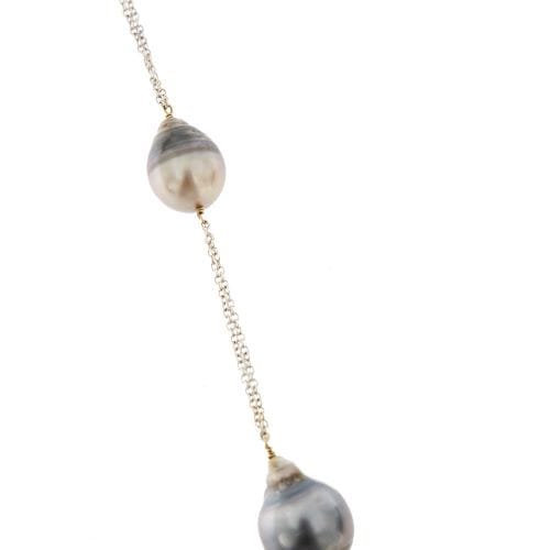 Collier Collier - Double rang en or blanc 18 kt avec perles de Tahiti et diamants 58 Facettes 24122