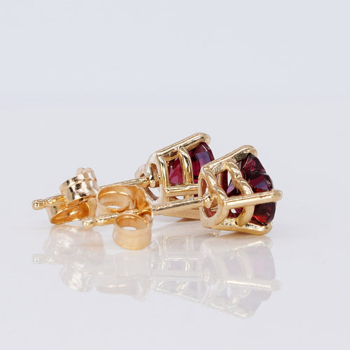 Boucles d'oreilles en or jaune 14 ct et grenats rhodolites GFCO 58 Facettes E0050