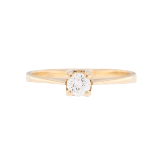 55 Bague solitaire vintage en or jaune 18 carats et diamant 58 Facettes A1520