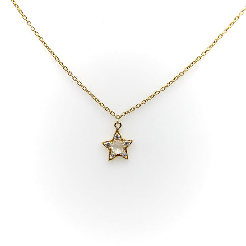 Necklace Star pendant necklace in 18-carat gold and rose-cut diamonds 58 Facettes