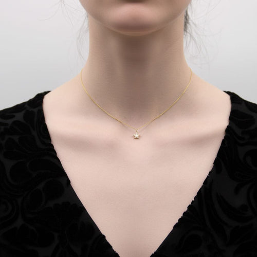 Necklace Star pendant necklace in 18-carat gold and rose-cut diamonds 58 Facettes