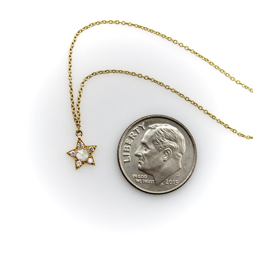 Necklace Star pendant necklace in 18-carat gold and rose-cut diamonds 58 Facettes