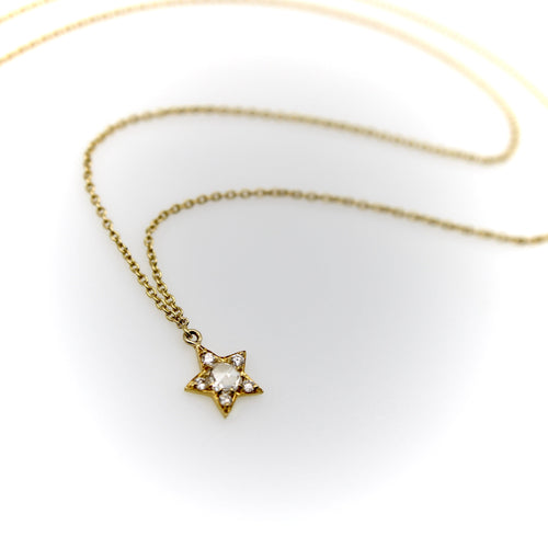 Necklace Star pendant necklace in 18-carat gold and rose-cut diamonds 58 Facettes