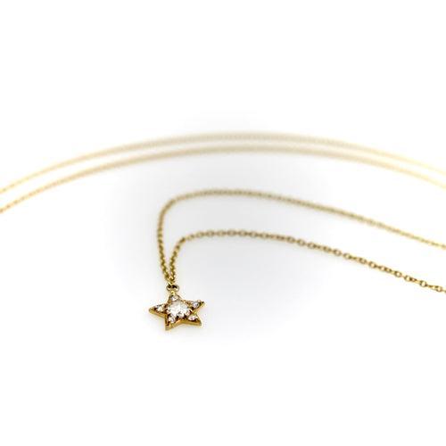 Necklace Star pendant necklace in 18-carat gold and rose-cut diamonds 58 Facettes