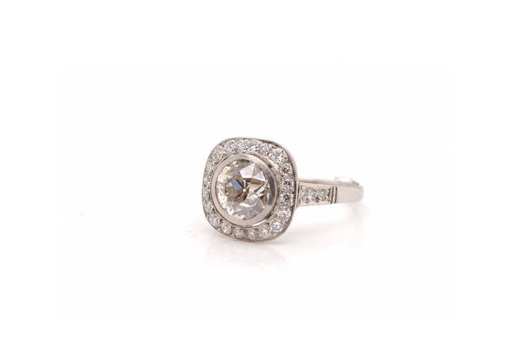Bague 53 Bague Art déco en platine avec diamants taille ancienne 58 Facettes 23324 / 24784