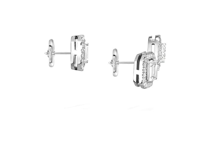 Boucles d'oreilles Messika My Twin - Boucles d'oreilles asymétriques en or blanc et diamants 58 Facettes 91011