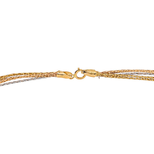 Collier Collier maille tressée en or jaune, rose et blanc 58 Facettes 5729958CN