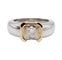Bague 51 Bague jonc dôme vintage en or blanc 18k et diamant coussin 58 Facettes A07725