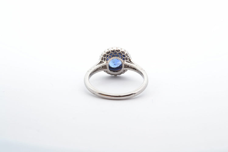 Bague 55 Bague saphir rond et diamants en platine 58 Facettes 22712 25089