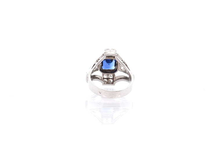 Bague 52 Bague Art déco saphir de Ceylan et diamants en platine 58 Facettes 25373