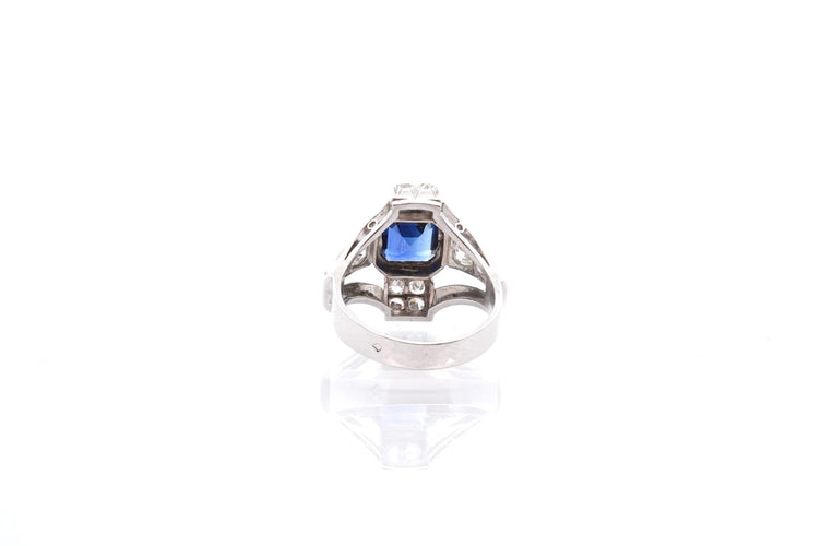 Bague 52 Bague Art déco saphir de Ceylan et diamants en platine 58 Facettes 25373