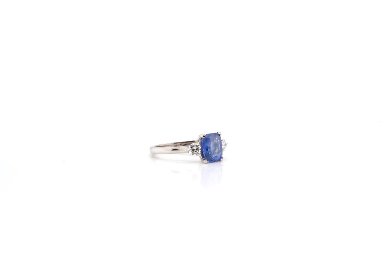 Bague 53 Bague saphir de Ceylan et diamants en platine 58 Facettes 24456 / 24745