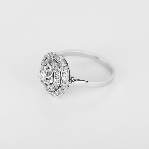 Bague 54 Bague en platine et or blanc avec diamants 58 Facettes B260411