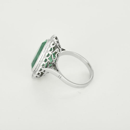 Bague 55 Bague en or blanc, émeraude de Colombie et diamants 58 Facettes GUIA022