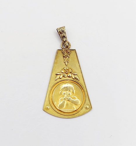 Pendentif LB - Médaille Art déco bébé en or 18K 58 Facettes A07726