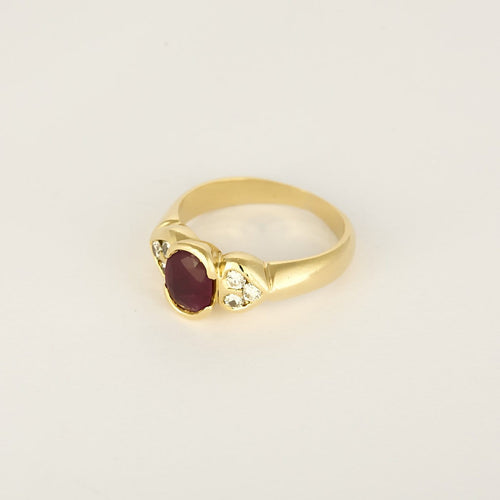 Bague 54.5 Bague jonc en or jaune, rubis et diamants 58 Facettes B260489