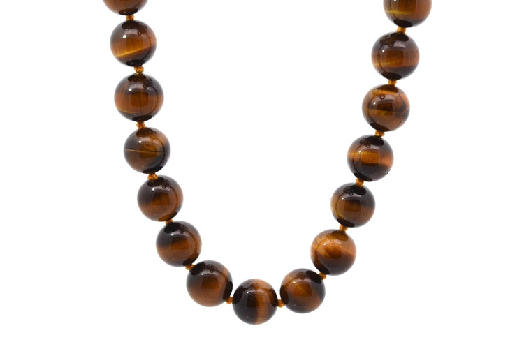 Collier Collier en œil de tigre avec fermoir en or 18k 58 Facettes 25046