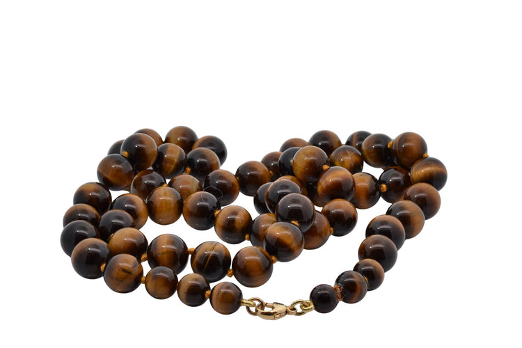 Collier Collier en œil de tigre avec fermoir en or 18k 58 Facettes 25046