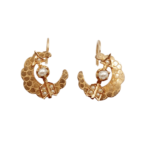 Boucles d'oreilles Boucles d'oreilles dormeuses victoriennes en or rose 18k et perles 58 Facettes A07732