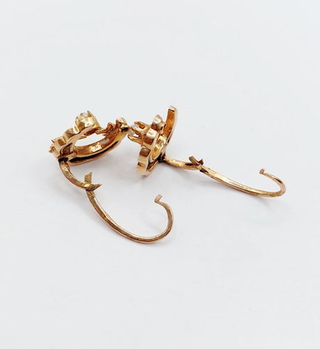 Boucles d'oreilles Boucles d'oreilles dormeuses victoriennes en or rose 18k et perles 58 Facettes A07732