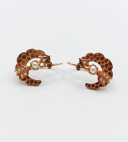 Boucles d'oreilles Boucles d'oreilles dormeuses victoriennes en or rose 18k et perles 58 Facettes A07732