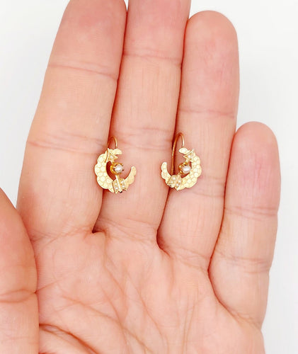 Boucles d'oreilles Boucles d'oreilles dormeuses victoriennes en or rose 18k et perles 58 Facettes A07732