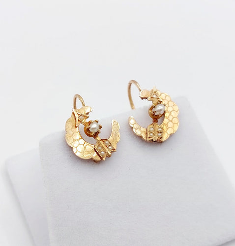 Boucles d'oreilles Boucles d'oreilles dormeuses victoriennes en or rose 18k et perles 58 Facettes A07732