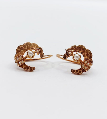 Boucles d'oreilles Boucles d'oreilles dormeuses victoriennes en or rose 18k et perles 58 Facettes A07732