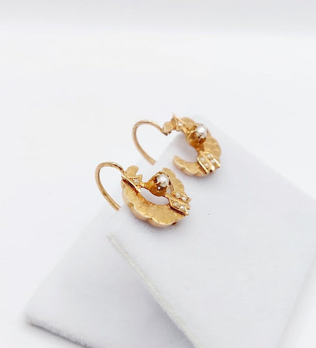 Boucles d'oreilles Boucles d'oreilles dormeuses victoriennes en or rose 18k et perles 58 Facettes A07732