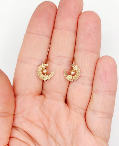 Boucles d'oreilles Boucles d'oreilles dormeuses victoriennes en or rose 18k et perles 58 Facettes A07732