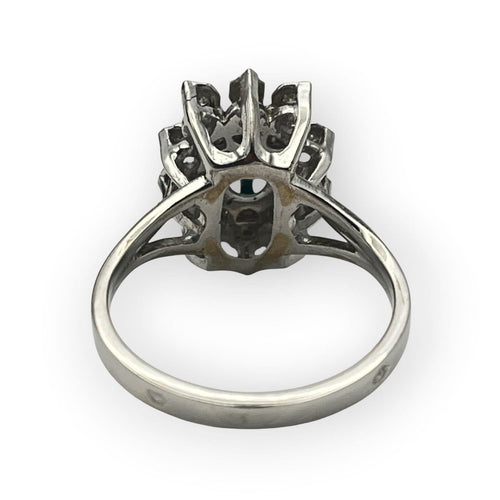 Bague 52 Bague marguerite en or blanc, saphir et diamants 58 Facettes 330100968