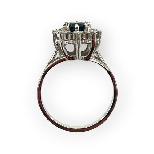 Bague 52 Bague marguerite en or blanc, saphir et diamants 58 Facettes 330100968