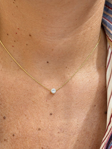 Collier Collier ras du cou solitaire en or jaune 18 carats et diamant 58 Facettes 91014