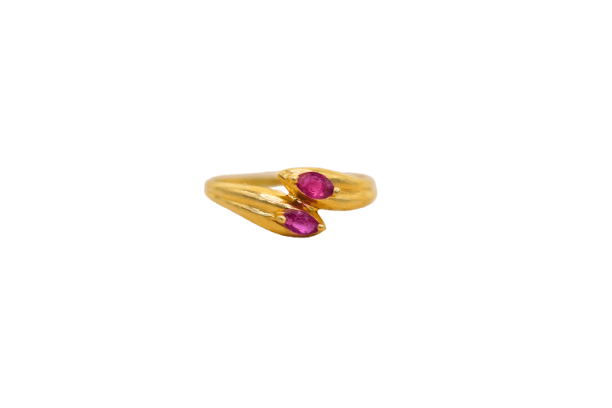 Bague 52 Bague Toi & Moi en or jaune 18 carats et rubis 58 Facettes 4181