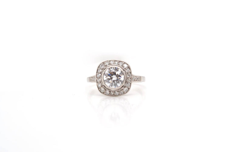 Bague 52 Bague coussin diamant 0,97 ct D/VS1 en platine 58 Facettes 22073 / 23332